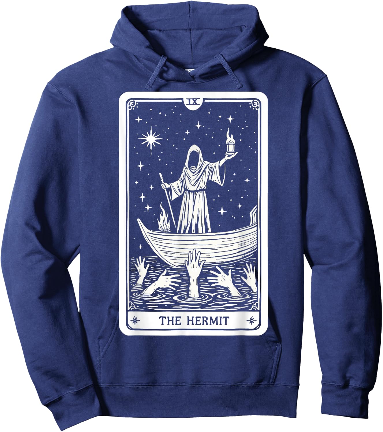The Hermit Tarot Card Wisdom Enigmatic Esoteric Occult Hoodie - Hoodie | Navy