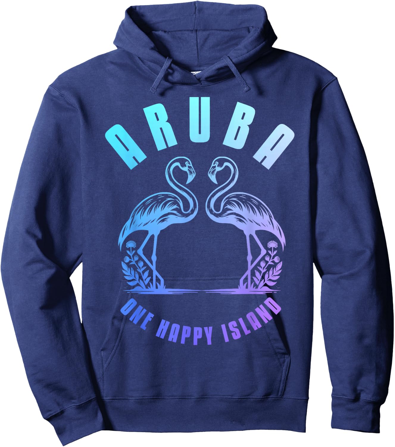 Aruba Flamingo Happy Island Craibbean Souvenir Pride Vintage Hoodie - Hoodie | Navy