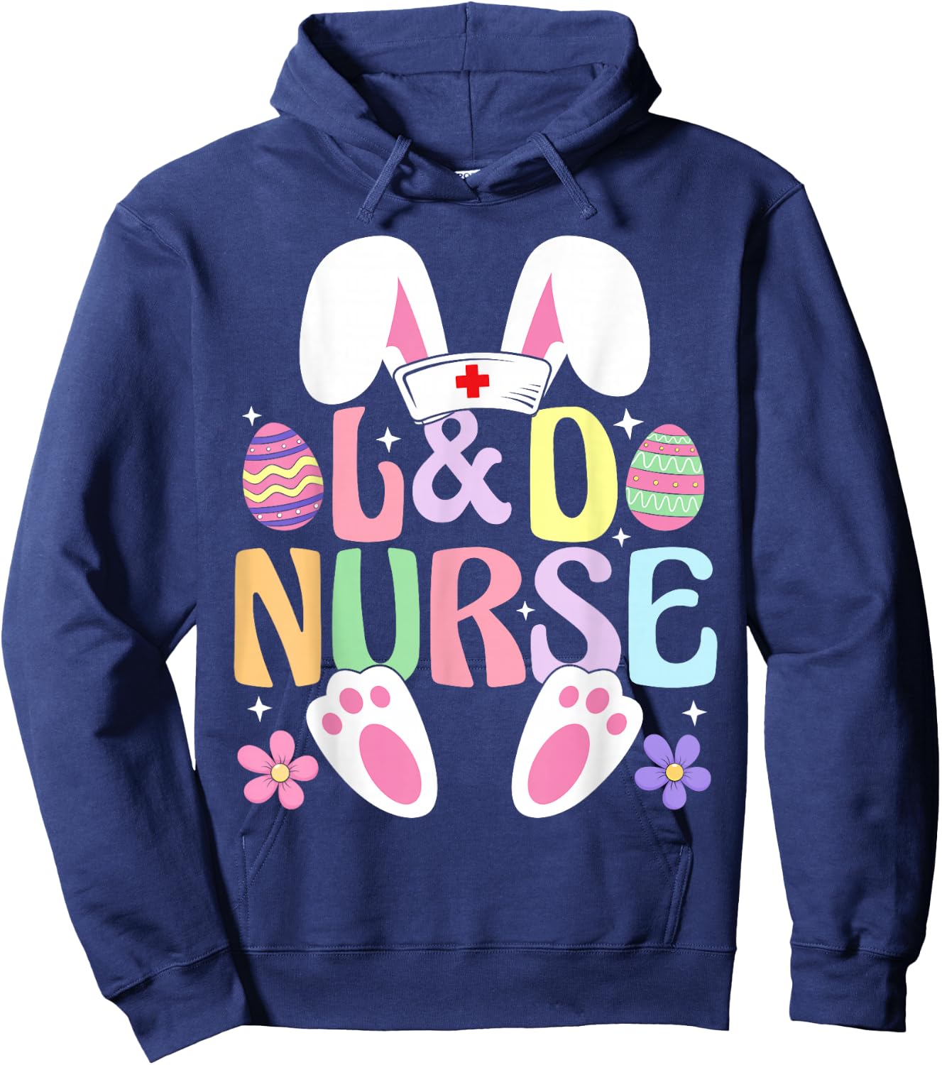 Labor And Delivery Nurse Easter Bunny Easter Day L&D Nurse Hoodie - Hoodie | Navy