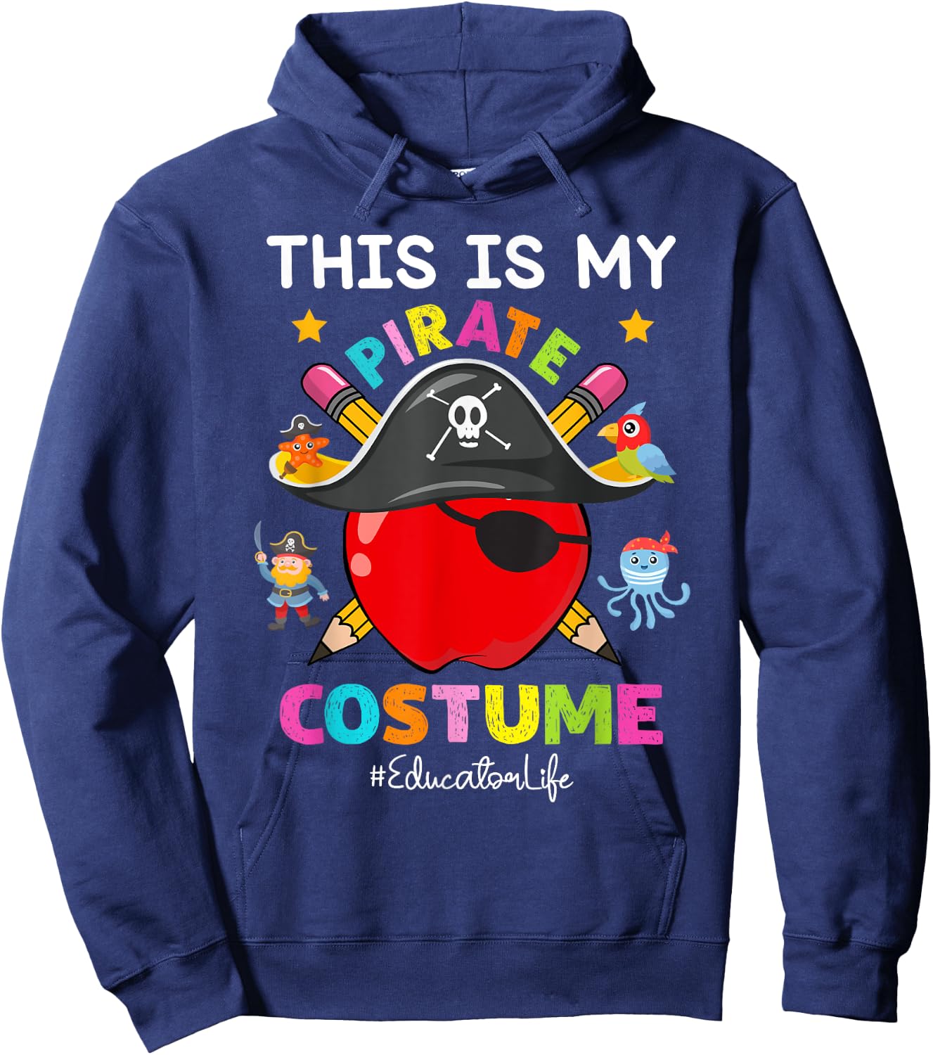 Pirate Educator Life Spooky Halloween Costume Pirate Day Hoodie - Hoodie | Navy