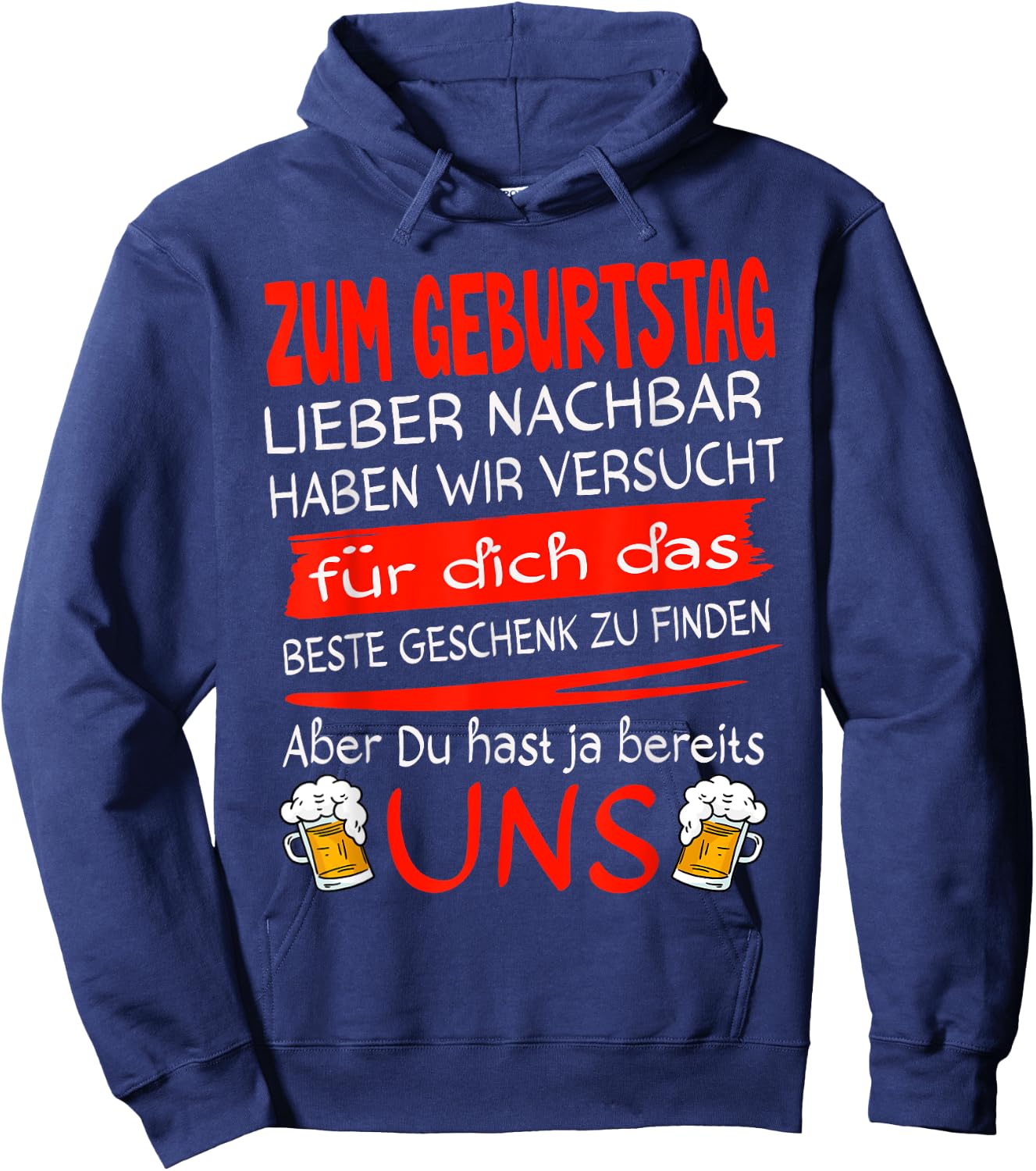 Nachbar Geschenk lustig & Prost auf die Nachbarn Birthday Dear Neighbour , Men, Boys, , Short Sleeve, , Black, S, EU 38/40 Hoodie - Hoodie | Navy