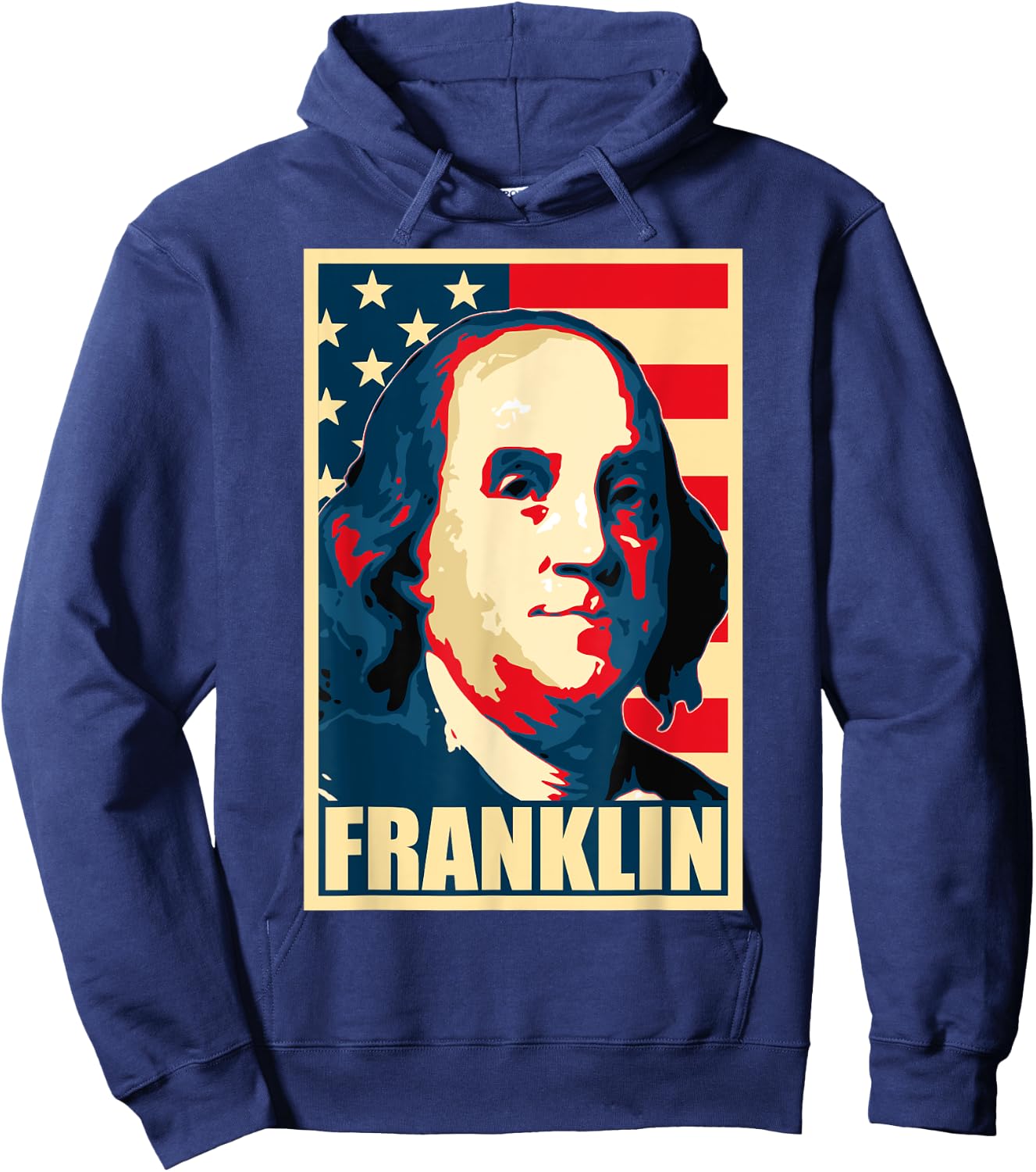 Ben Franklin Propaganda Poster Style Hoodie - Hoodie | Navy