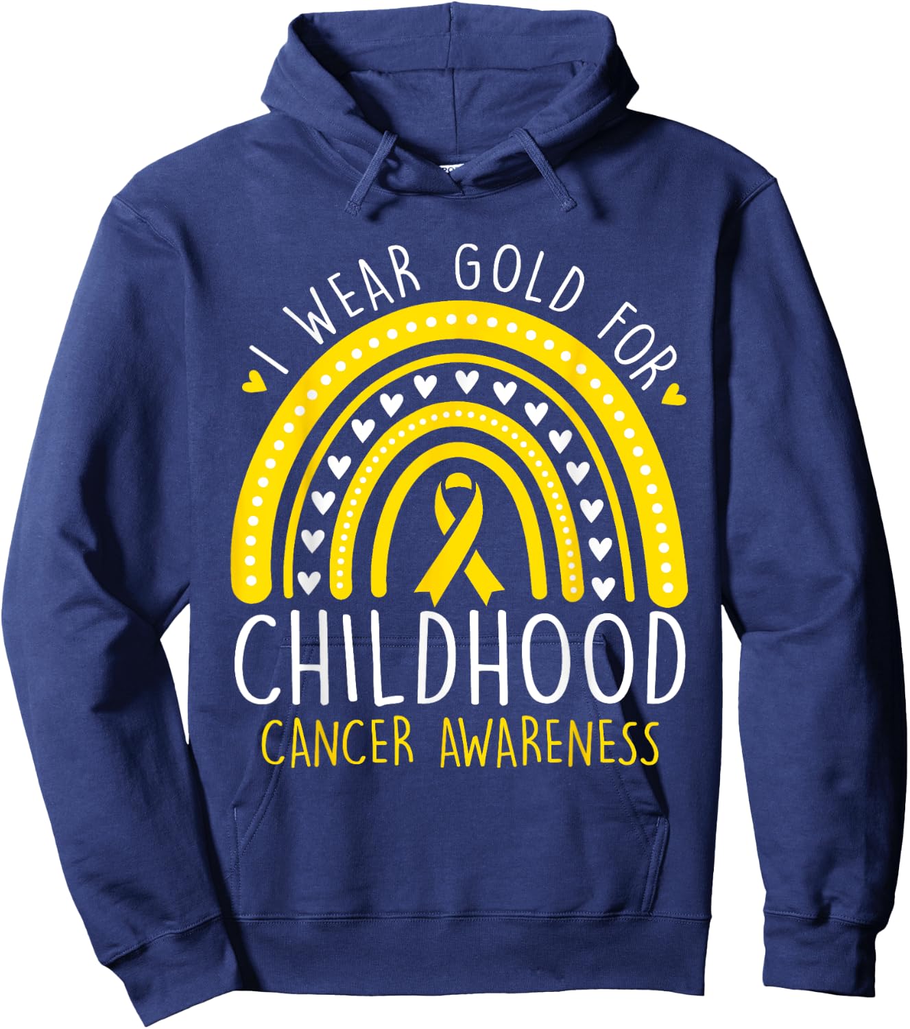 I Wear Gold For Childhood Cancer Awareness Women Girls Hoodie - Hoodie | Navy