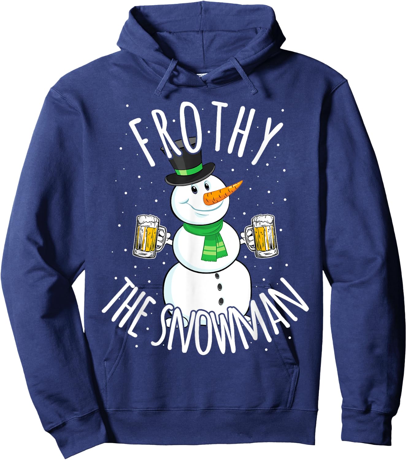 Funny Christmas Snowman Beer Frothy T Shirt Gift Men Women Hoodie - Hoodie | Navy