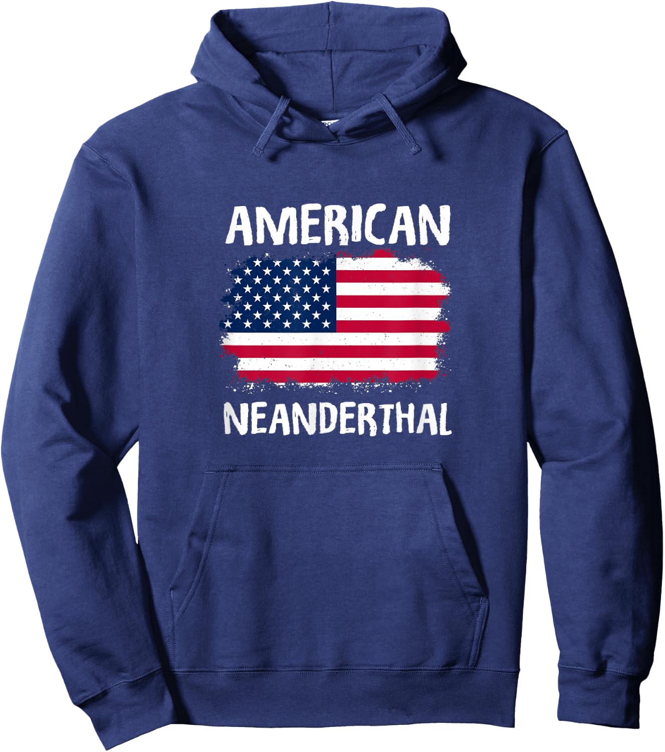 4th Of July US Flag Caveman American Neanderthal Hoodie - Hoodie | Navy