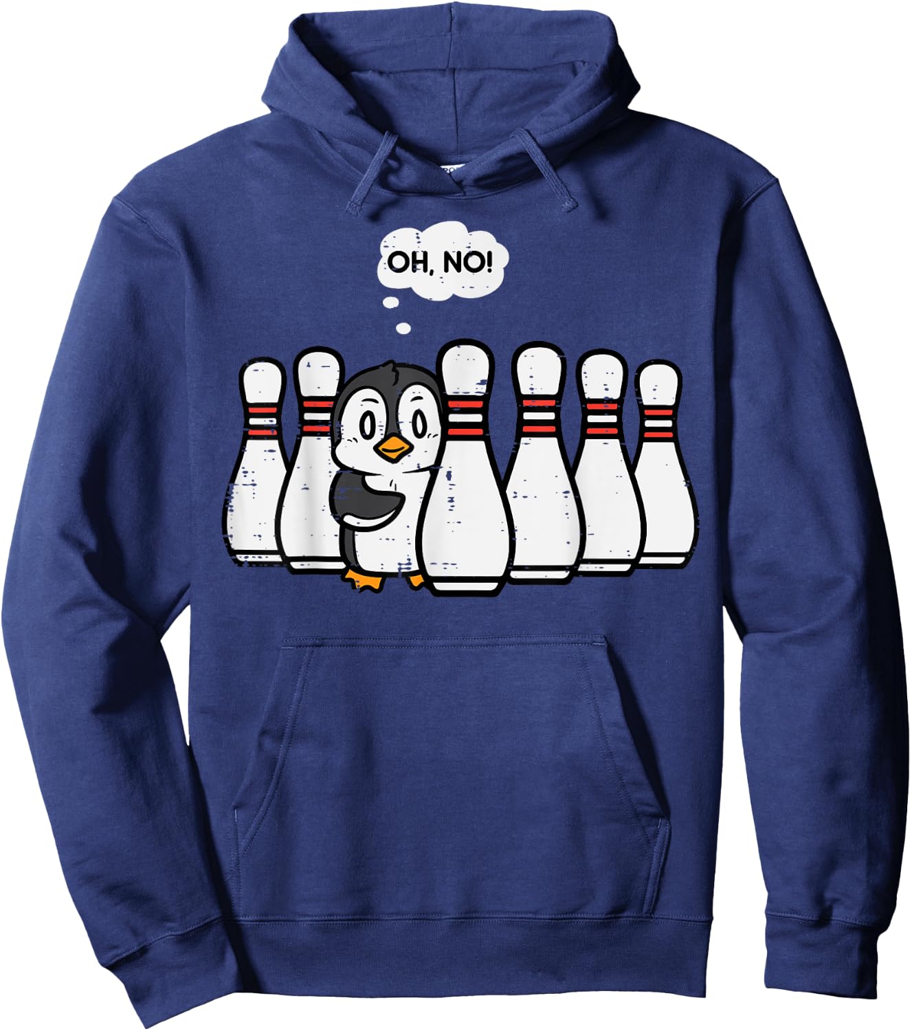 Penguin Bowling Pins Oh No Funny Bowler Player Men Women Kid Hoodie - Hoodie | Navy