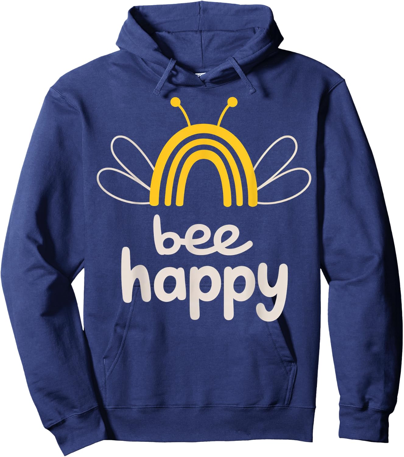 Bee Happy Rainbow Wings Whimsical Insect Design Hoodie - Hoodie | Navy