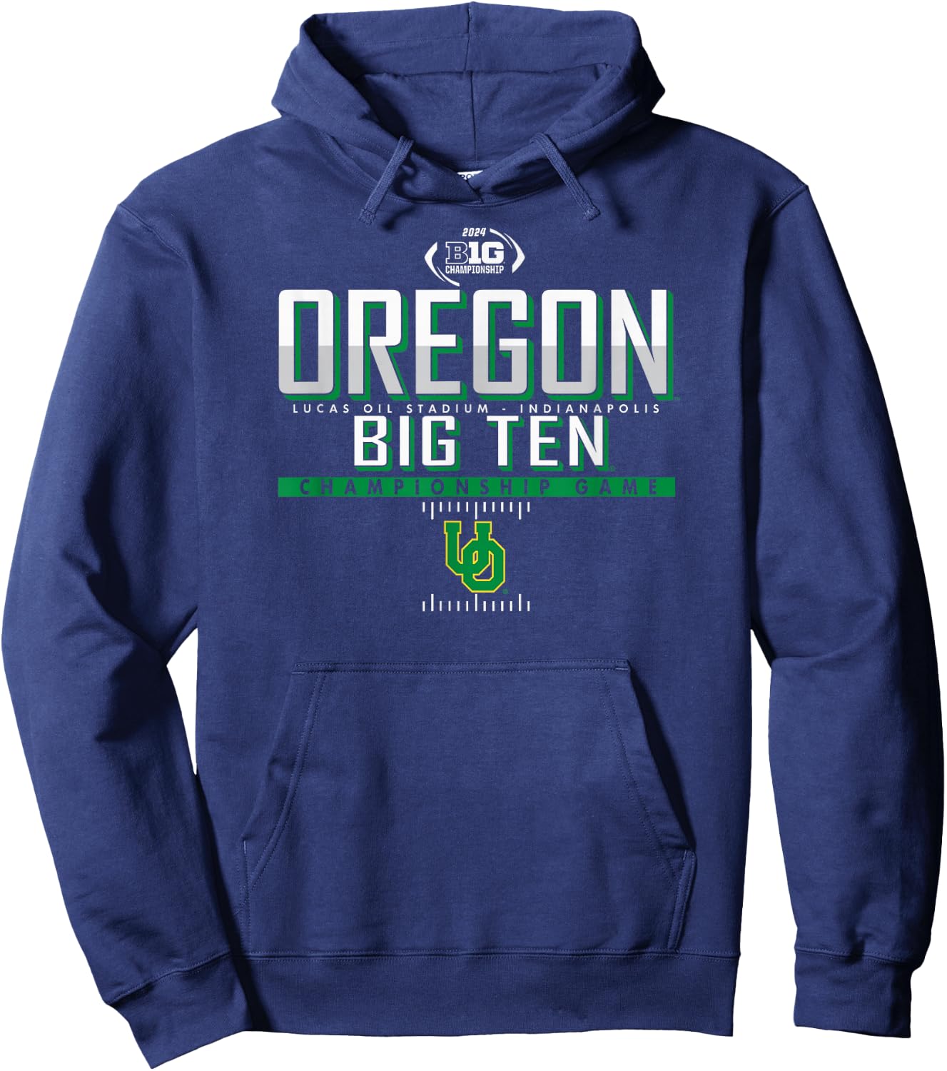 Oregon Ducks Big Ten Championship 2024 Football Black Hoodie - Hoodie | Navy