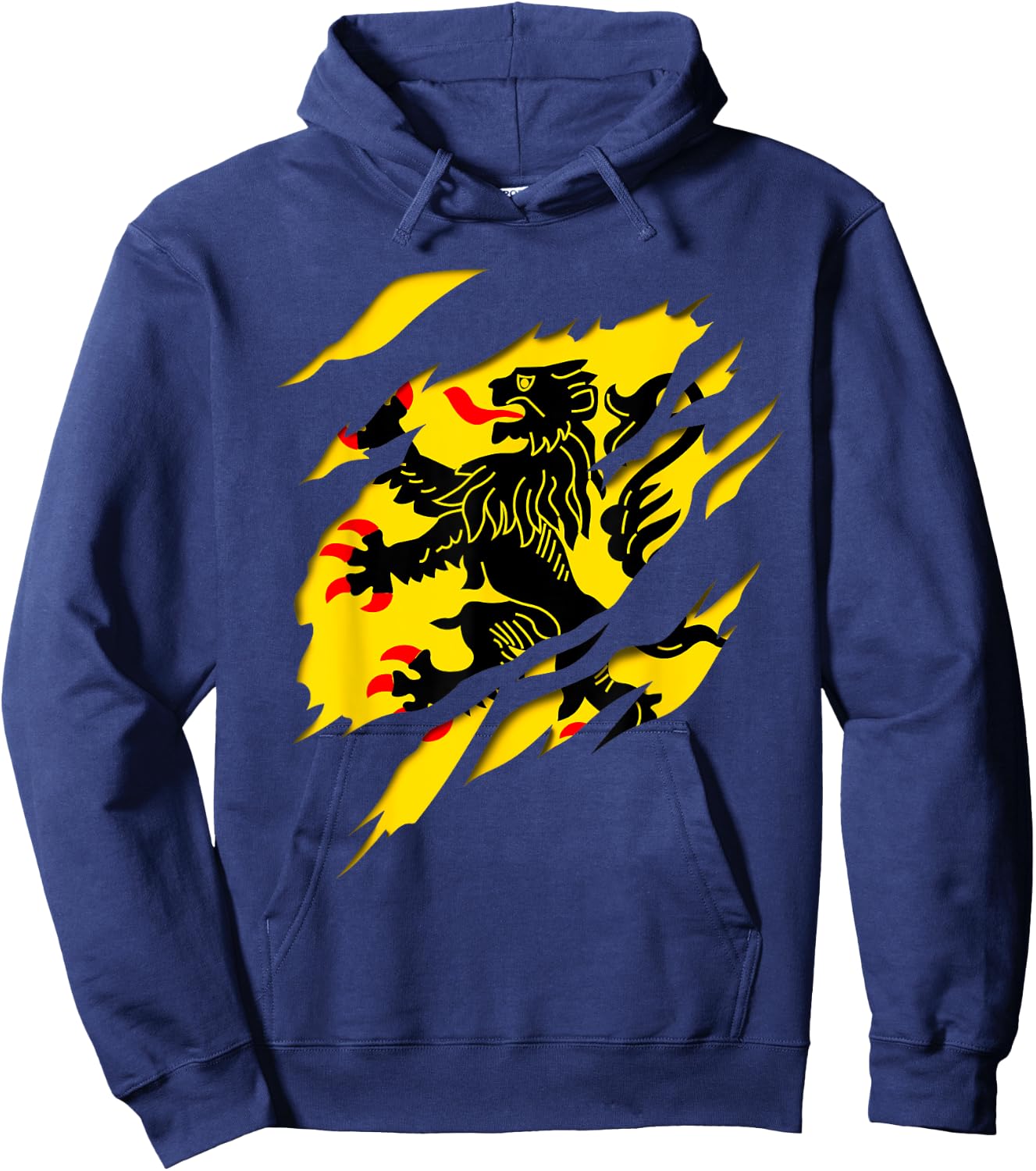Flag Nord Pas de Calais Crest Ripped 3D Effect France , Black, S Hoodie - Hoodie | Navy