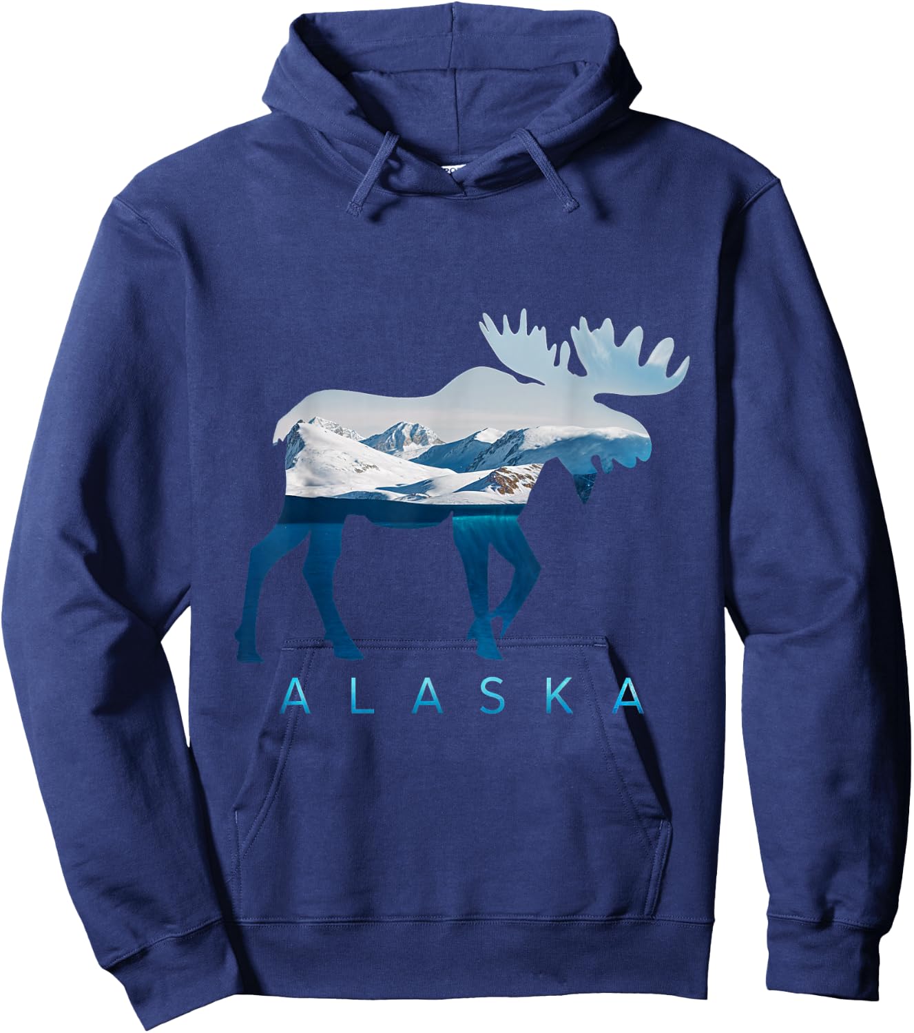 Alaska Moose Nature Scenic Mountains Wildlife Alaska Hoodie - Hoodie | Navy