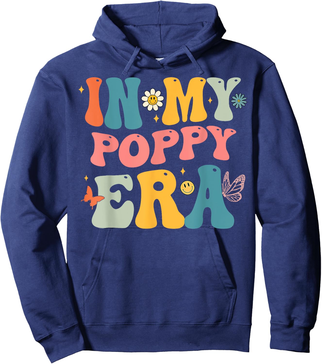 Retro Groovy In My Poppy Era Father's Day Hoodie - Hoodie | Navy