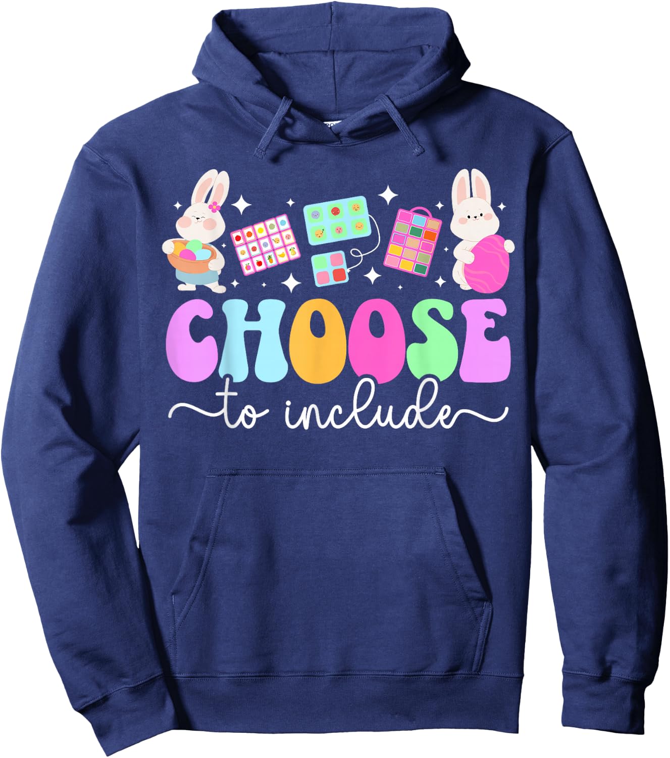 Groovy SPED Teacher Easter Bunny Special Education Teacher Hoodie - Hoodie | Navy