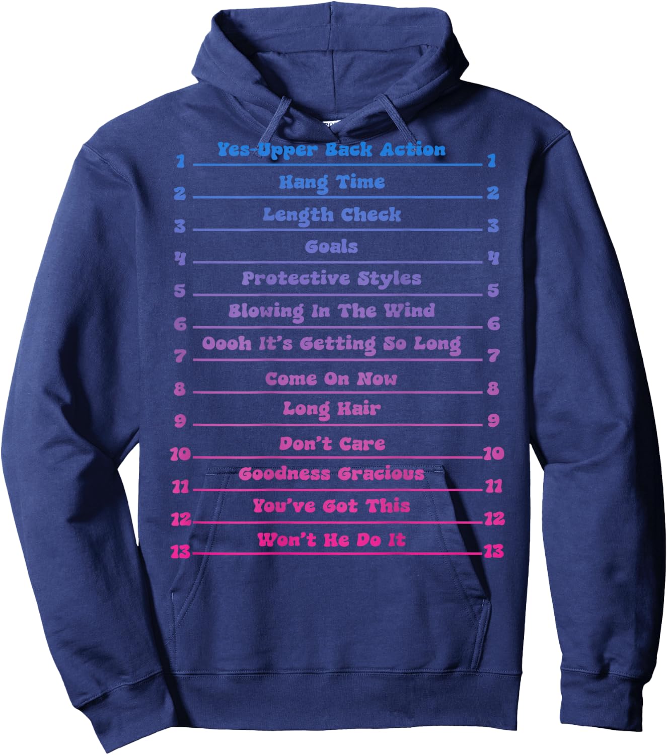 Long Natural Hair Tracking, Funny Length Check Hair Hoodie - Hoodie | Navy