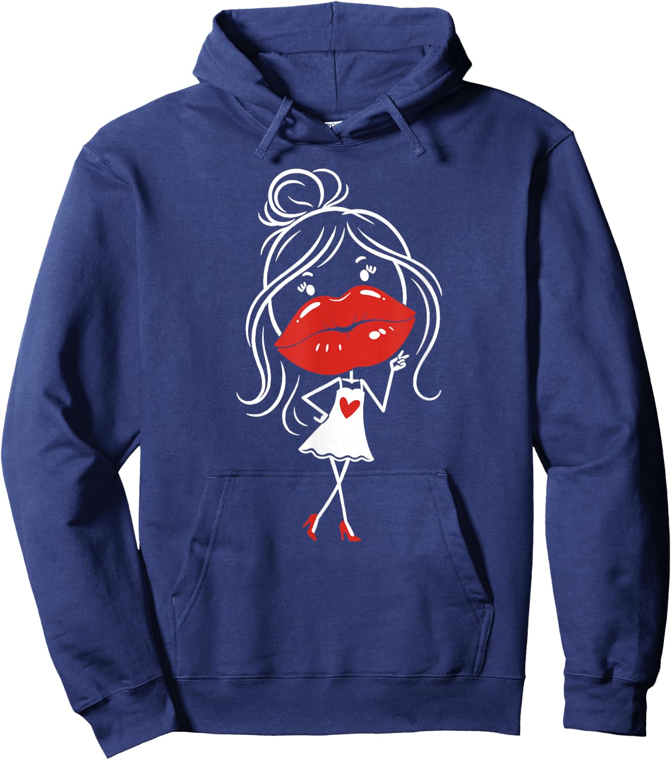 Lip Filler Injection Funny Sarcastic Beauty Glam Girl Red Hoodie - Hoodie | Navy