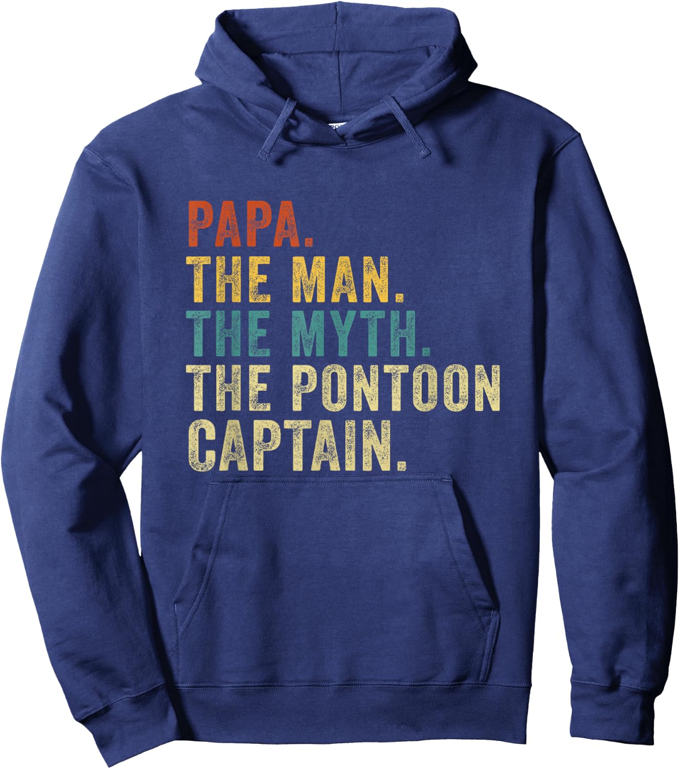 Vintage Papa Pontoon Captain Man Myth Boat Captain Father Hoodie - Hoodie | Navy