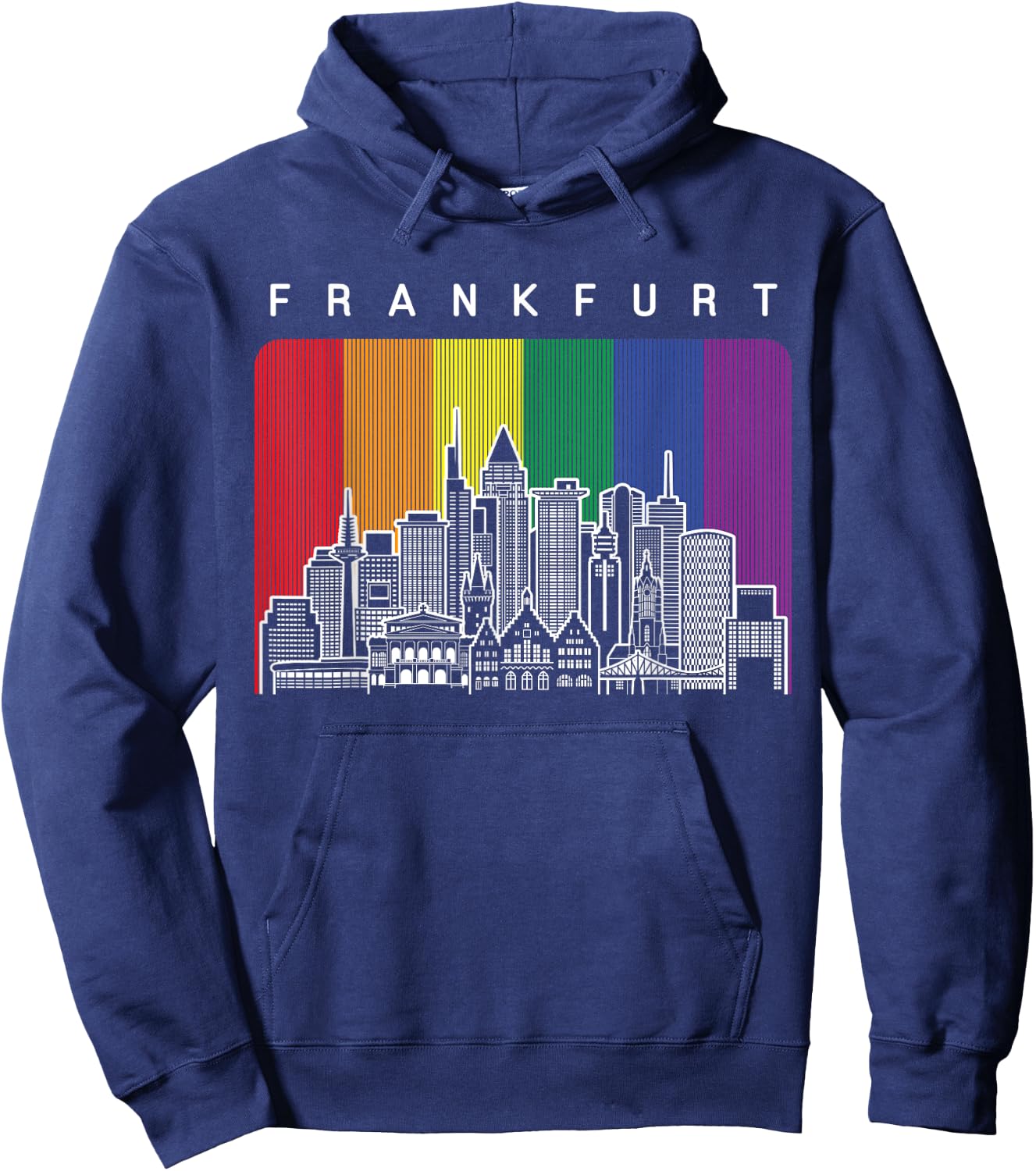 Frankfurt Deutschland Gay Pride Regenbogen Flagge Hoodie - Hoodie | Navy