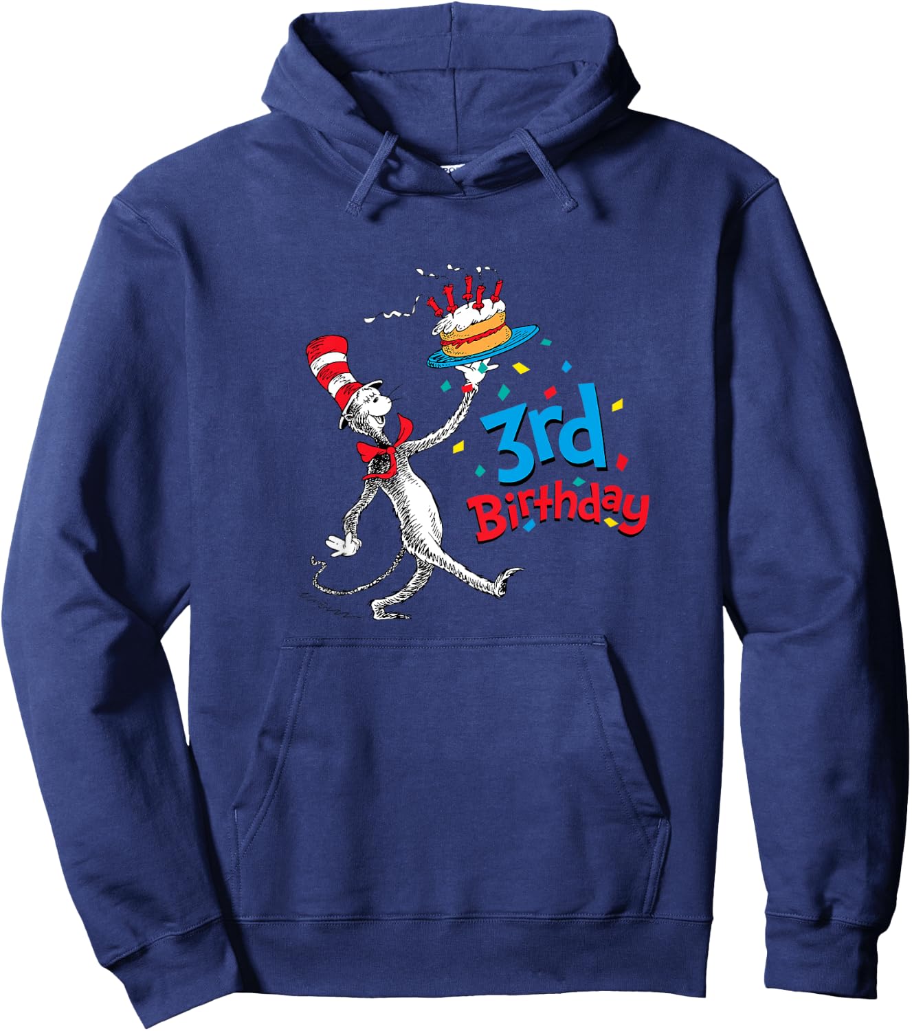 Kids Dr. Seuss Cat in the Hat 3rd Birthday Hoodie - Hoodie | Navy