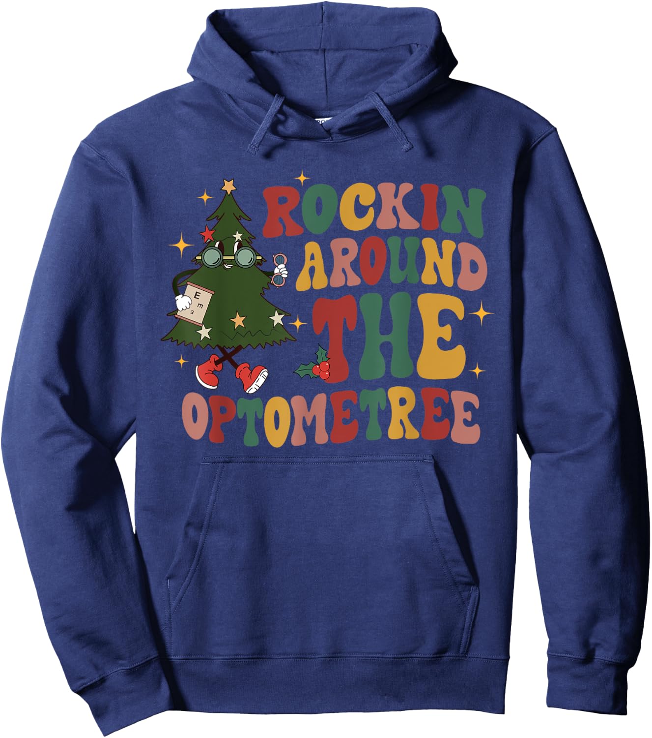 Rockin Around The Optometree Optometrist Optometry Christmas Hoodie - Hoodie | Navy