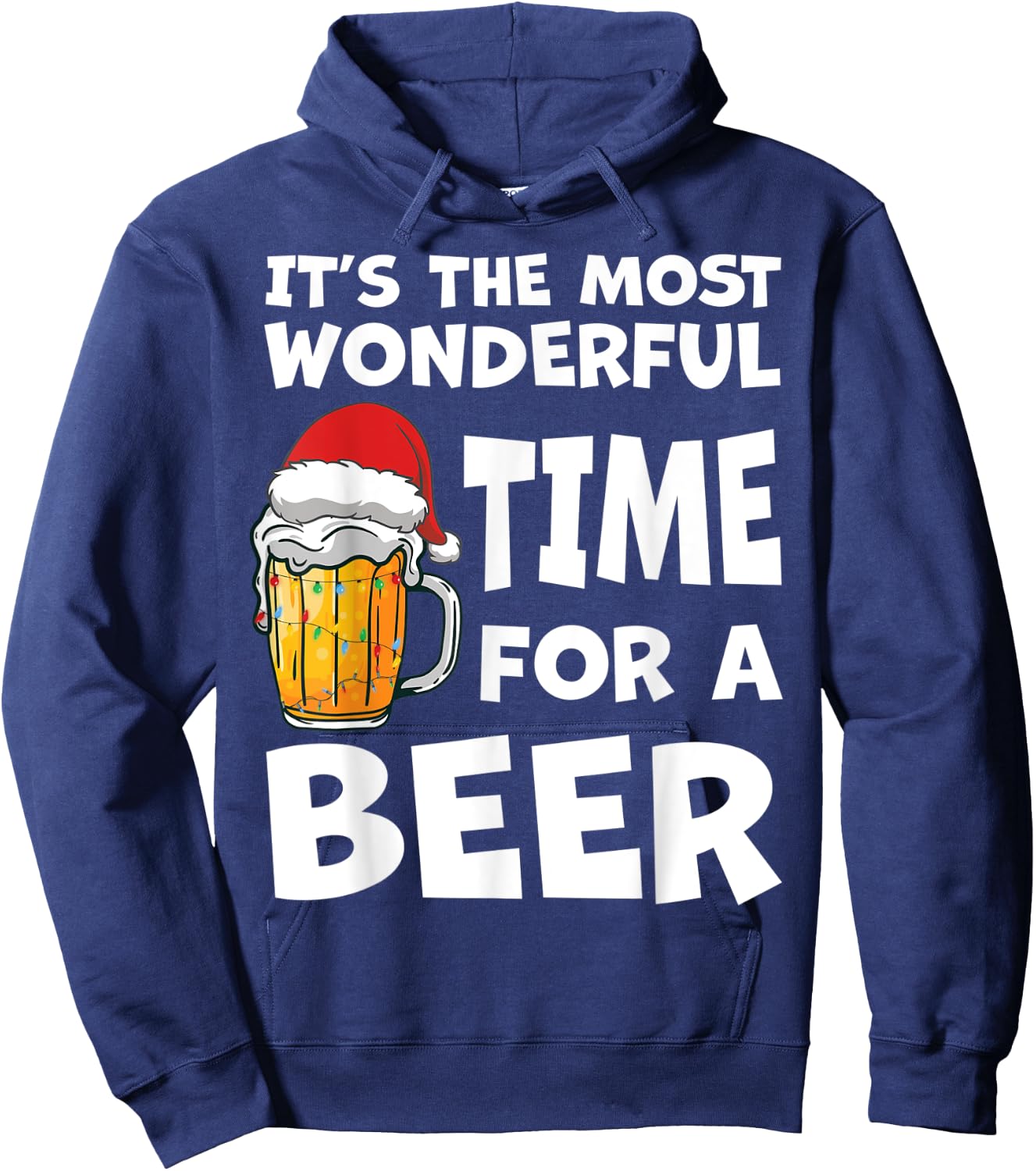 Most Wonderful Time For a Beer Christmas Fun Pajama PJS Men Hoodie - Hoodie | Navy