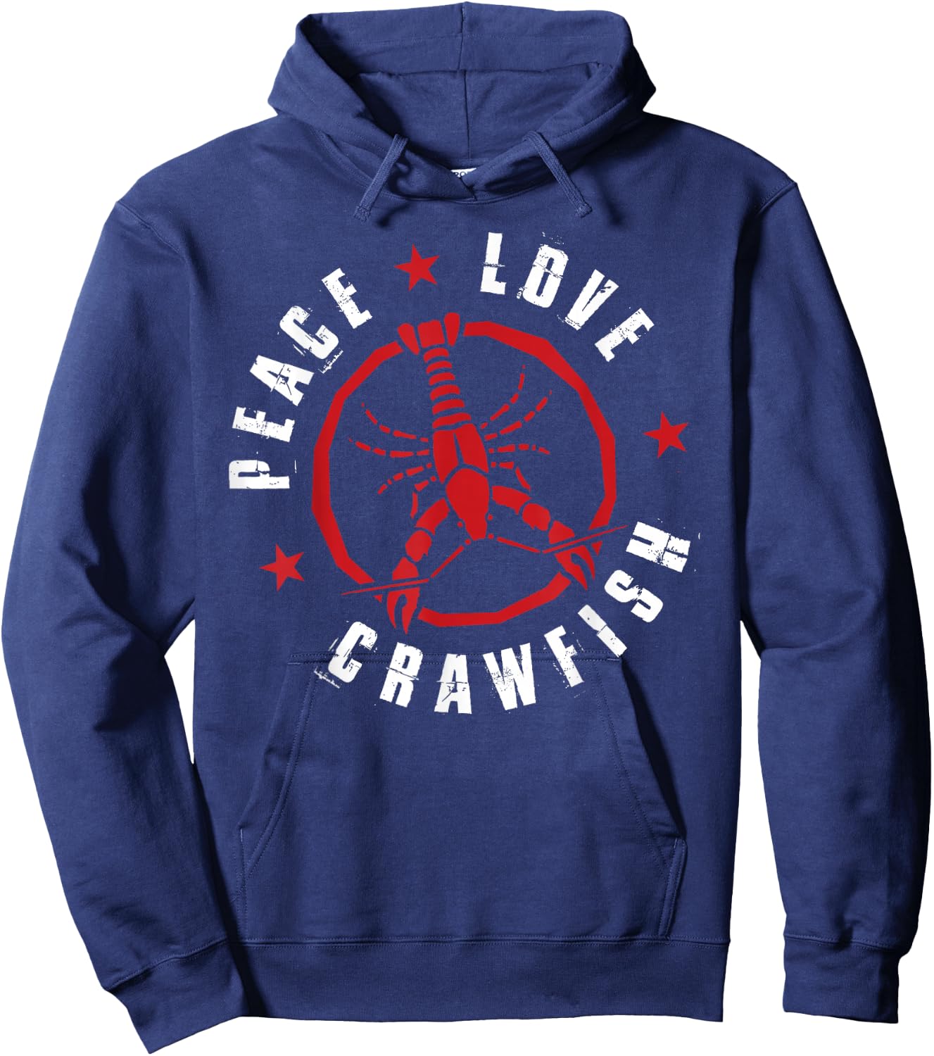 Funny Crawfish Boil Peace Love Crayfish Cajun Men Hoodie - Hoodie | Navy