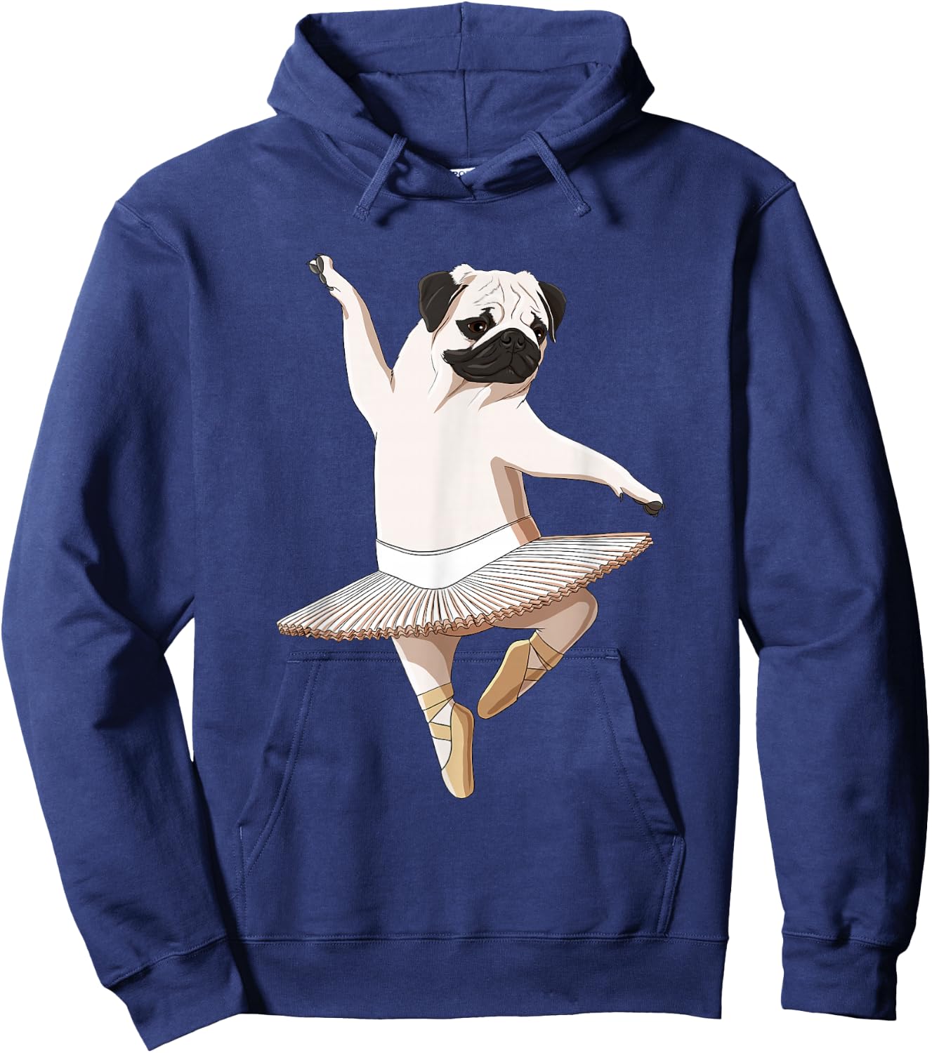 Funny Ballet Dancer Dog Ballerina Pug Men Women Girls Kids Hoodie - Hoodie | Navy