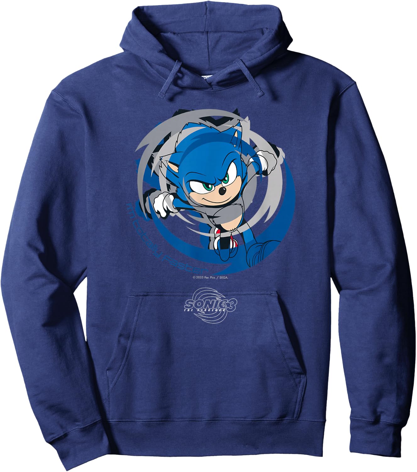 Sonic The Hedgehog 3 - Sonic I'm Totally Faster Hoodie - Hoodie | Navy