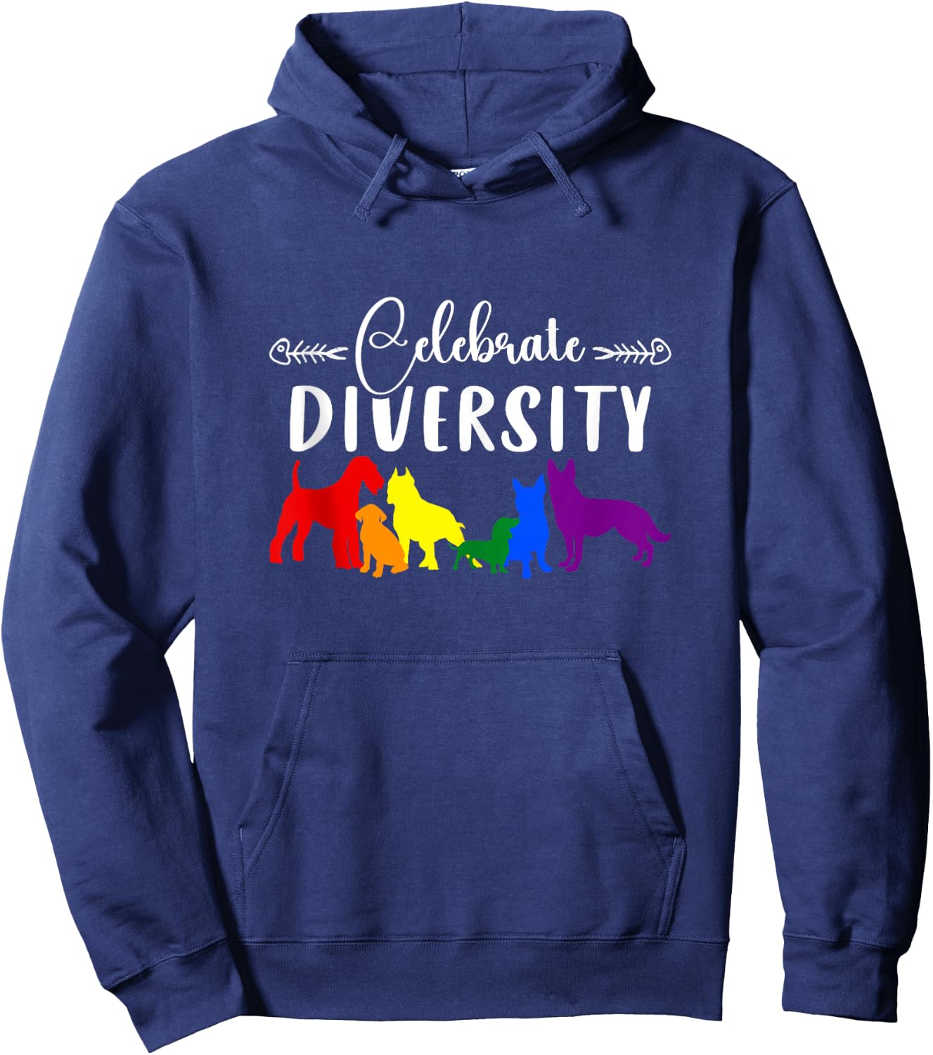 Celebrate Diversity Rainbow Dogs LGBTQ+ Pride Hoodie - Hoodie | Navy