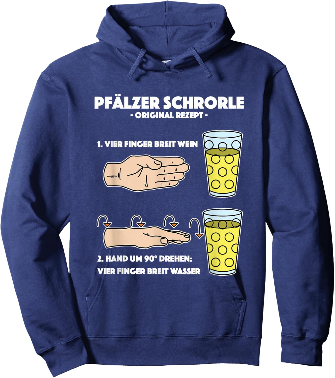 Funny Palatine Schorle Four Finger Wine Festival , black Hoodie - Hoodie | Navy