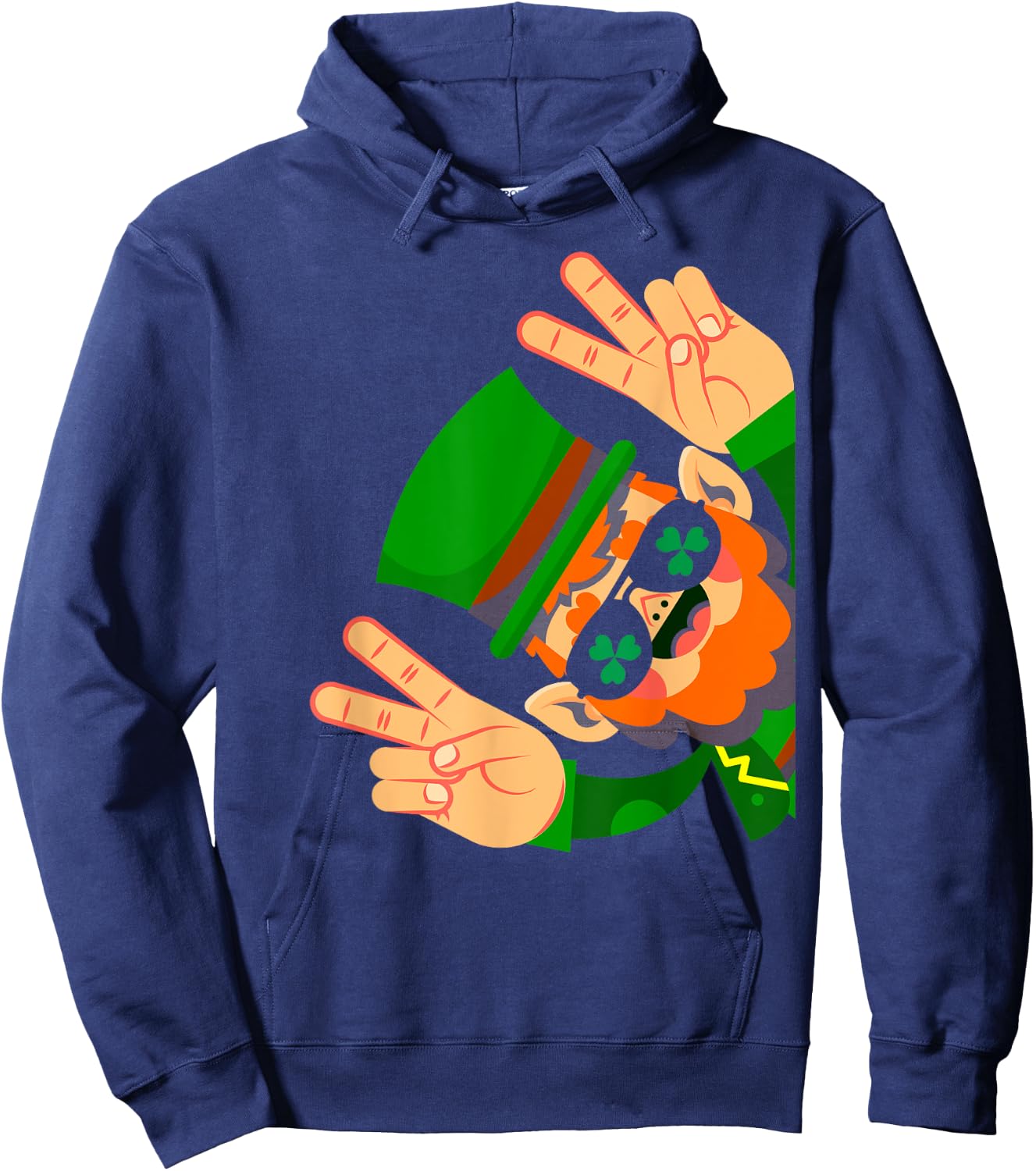 Irish Luck & Leprechaun Peace - Happy St Patrick's Day , black Hoodie - Hoodie | Navy