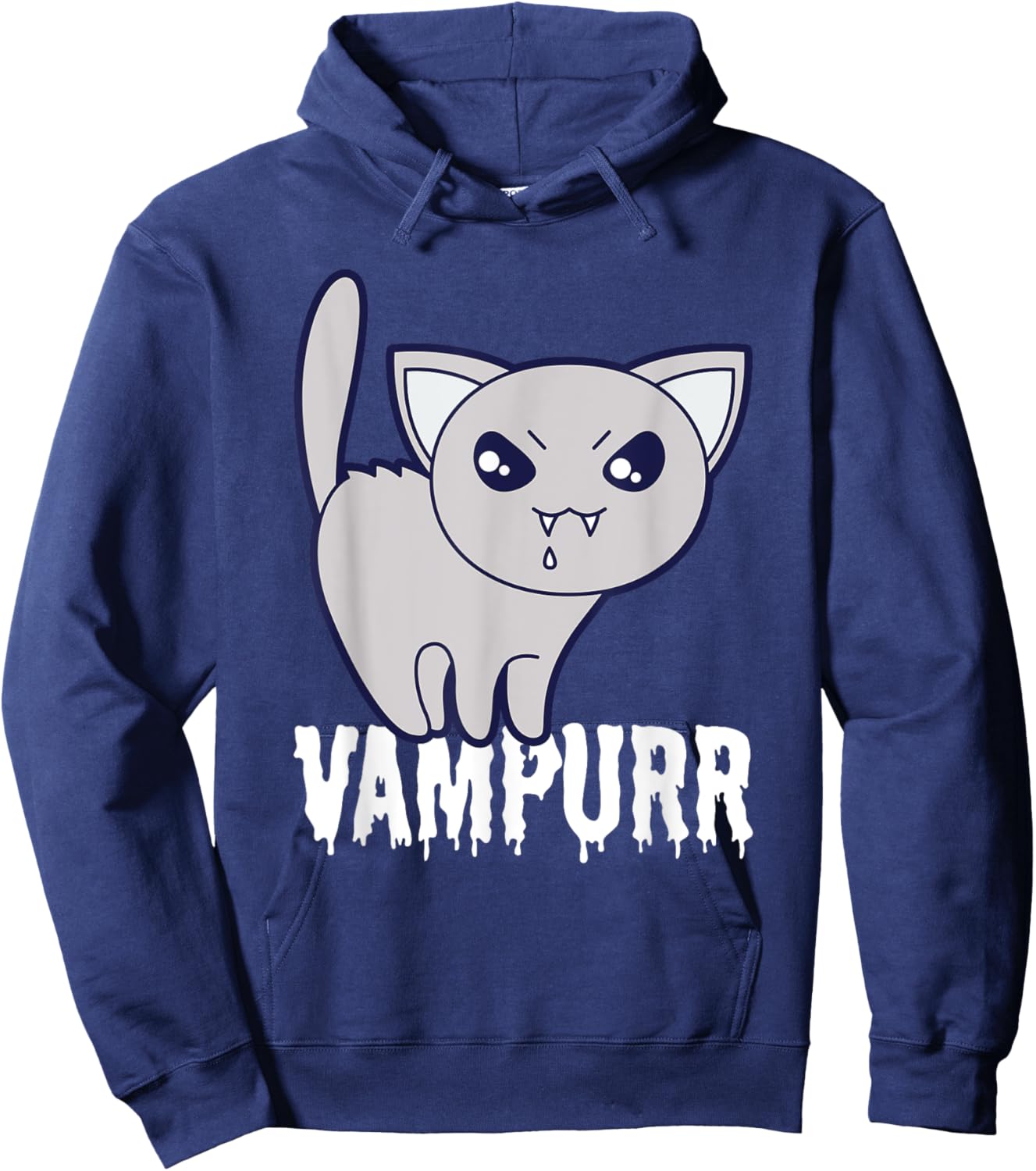 Vampurr Cat Vampire Funny Halloween Cute Scary Kitten Purr Women Kids Hoodie - Hoodie | Navy