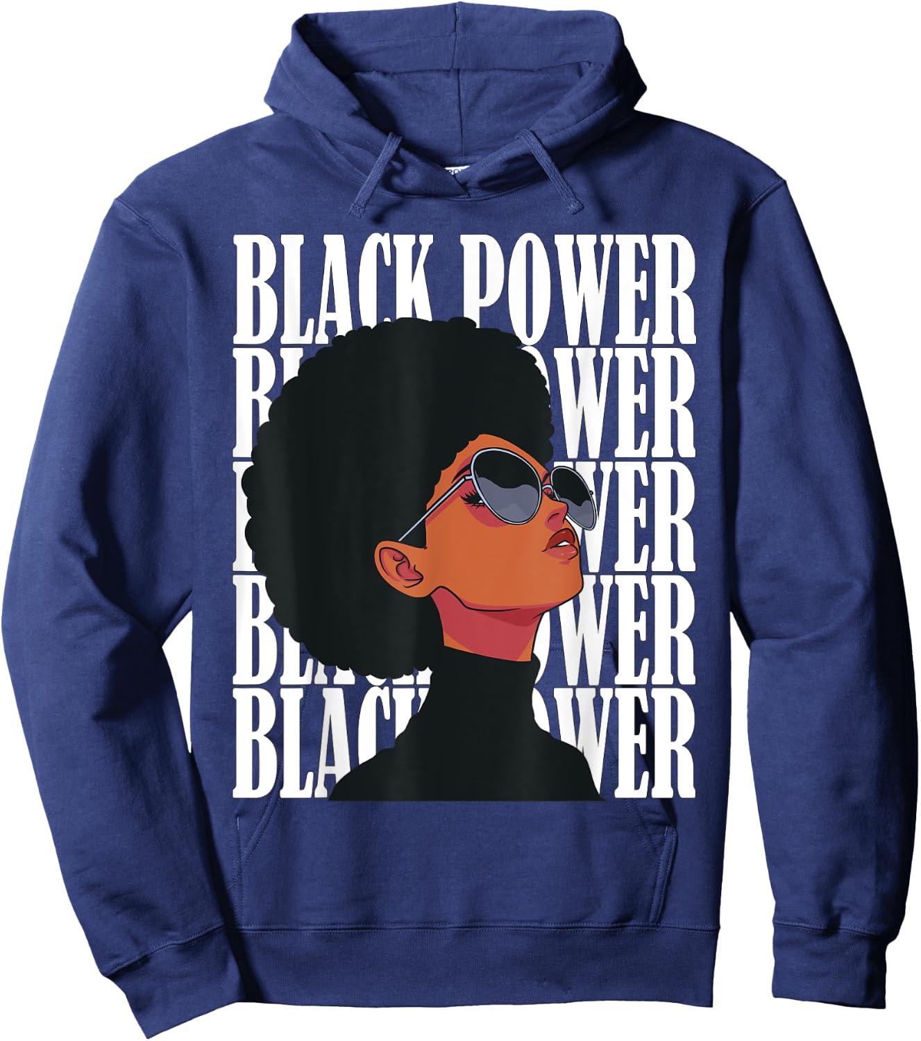 Black Power Panther Party Natural Hair Afro Proud Melanin Hoodie - Hoodie | Navy