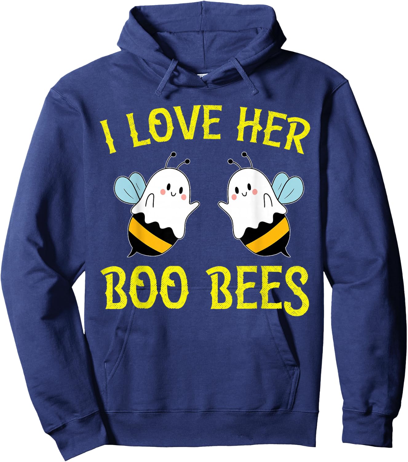 I Love Her Boo Bees Couples Halloween Adult Costume His Men Hoodie - Hoodie | Navy