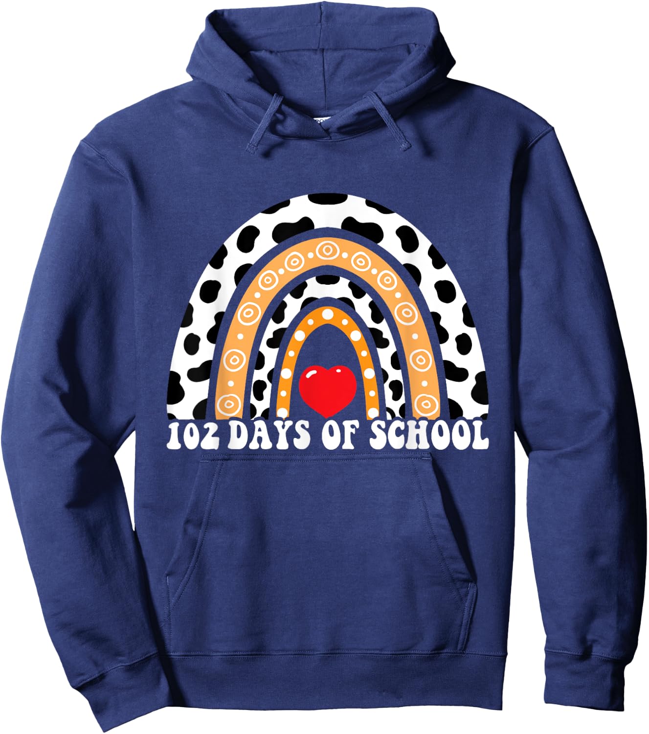102 Days of School Rainbow Funny Dog 100th Day Kids Hoodie - Hoodie | Navy