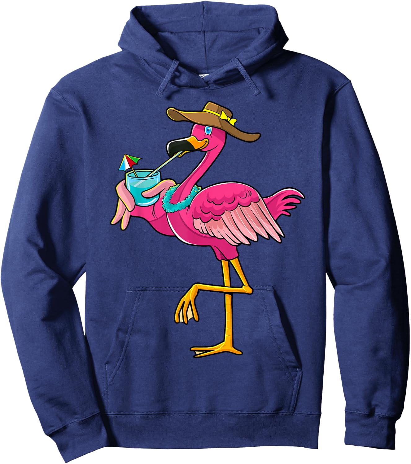Pink Flamingo Hawaiian Summer Tropical Luau Women Kids Hoodie - Hoodie | Navy