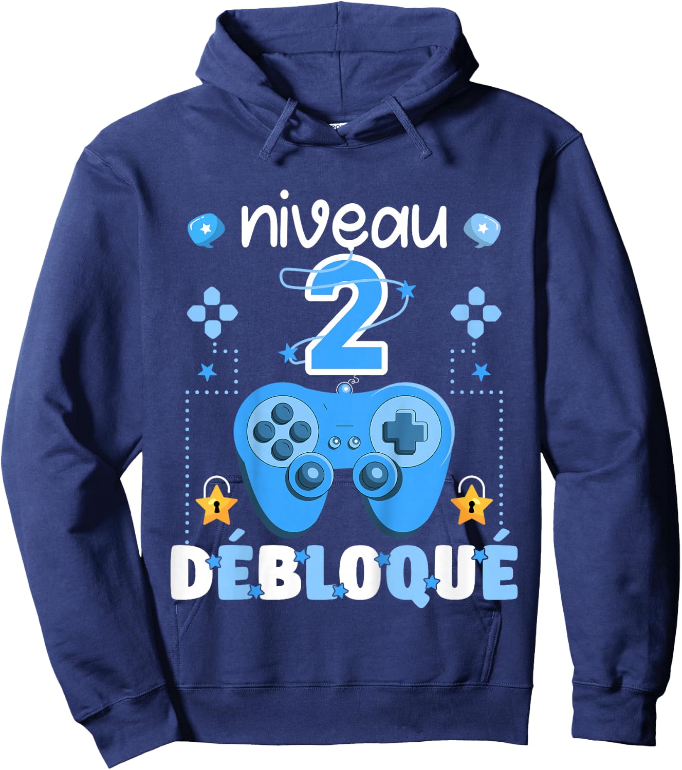 Kid Level 2 Unlocked Gaming Teen Geek Birthday 2 Years Gamer , Black, 2 Hoodie - Hoodie | Navy