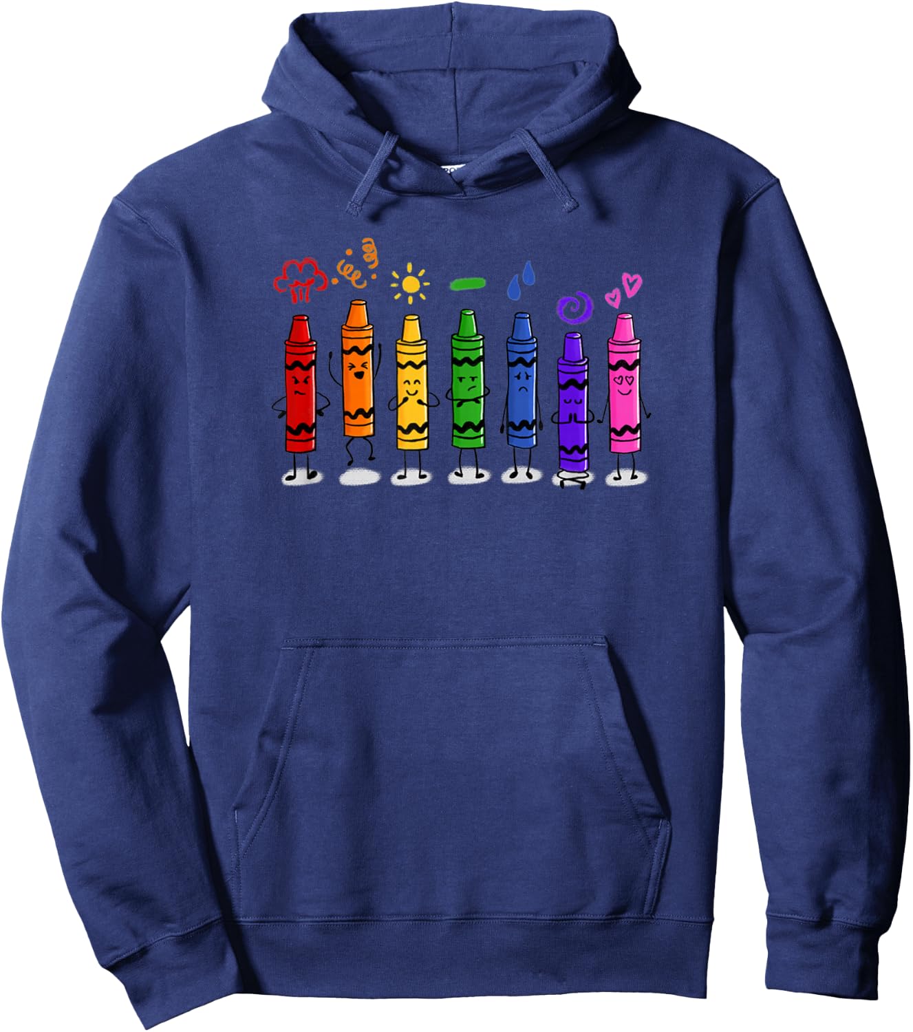 Colorful Color Crayon Attitudes Emotions of the Rainbow Hoodie - Hoodie | Navy