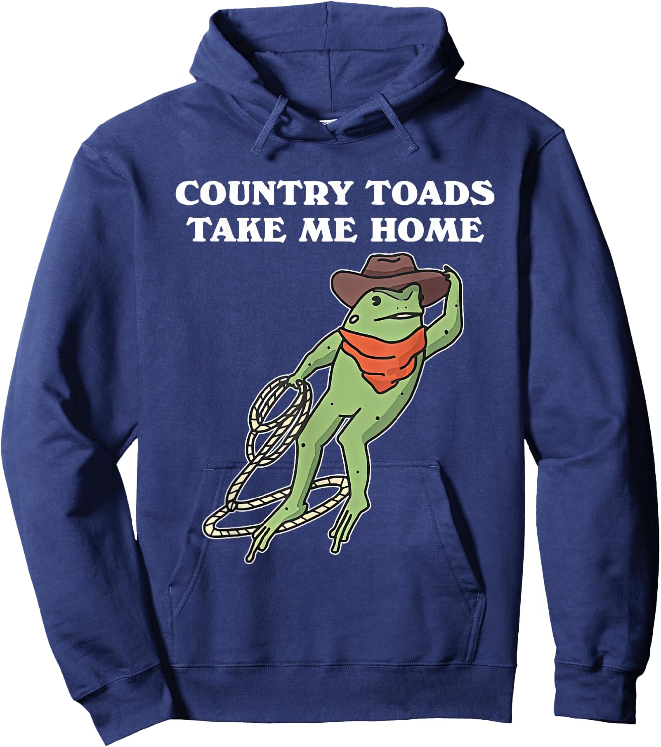 Country Toads Take Me Home Cowboy Frog Funny Western Hoodie - Hoodie | Navy