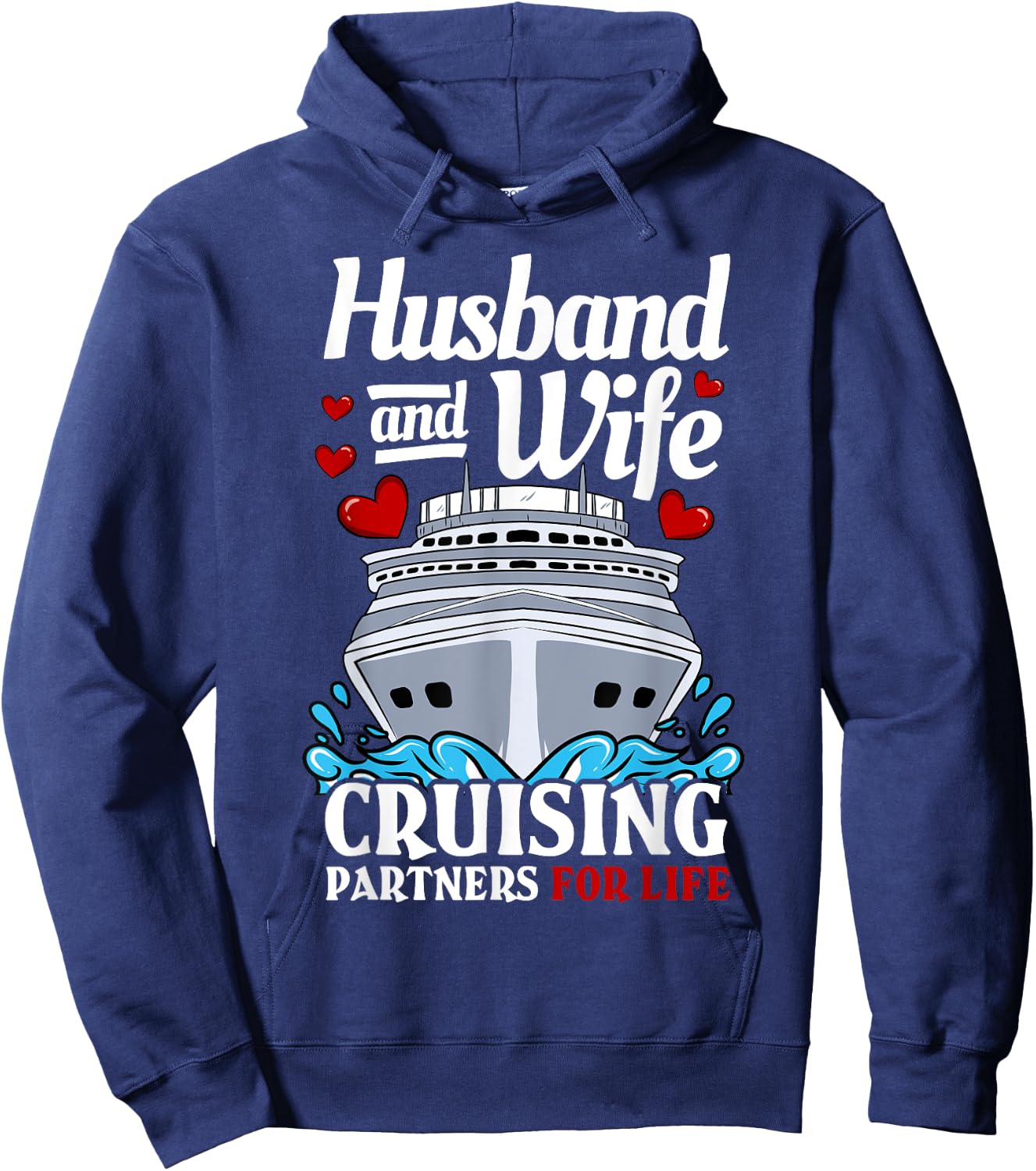 Cruising Cruise Vacation Husband Wife Couple Hoodie - Hoodie | Navy