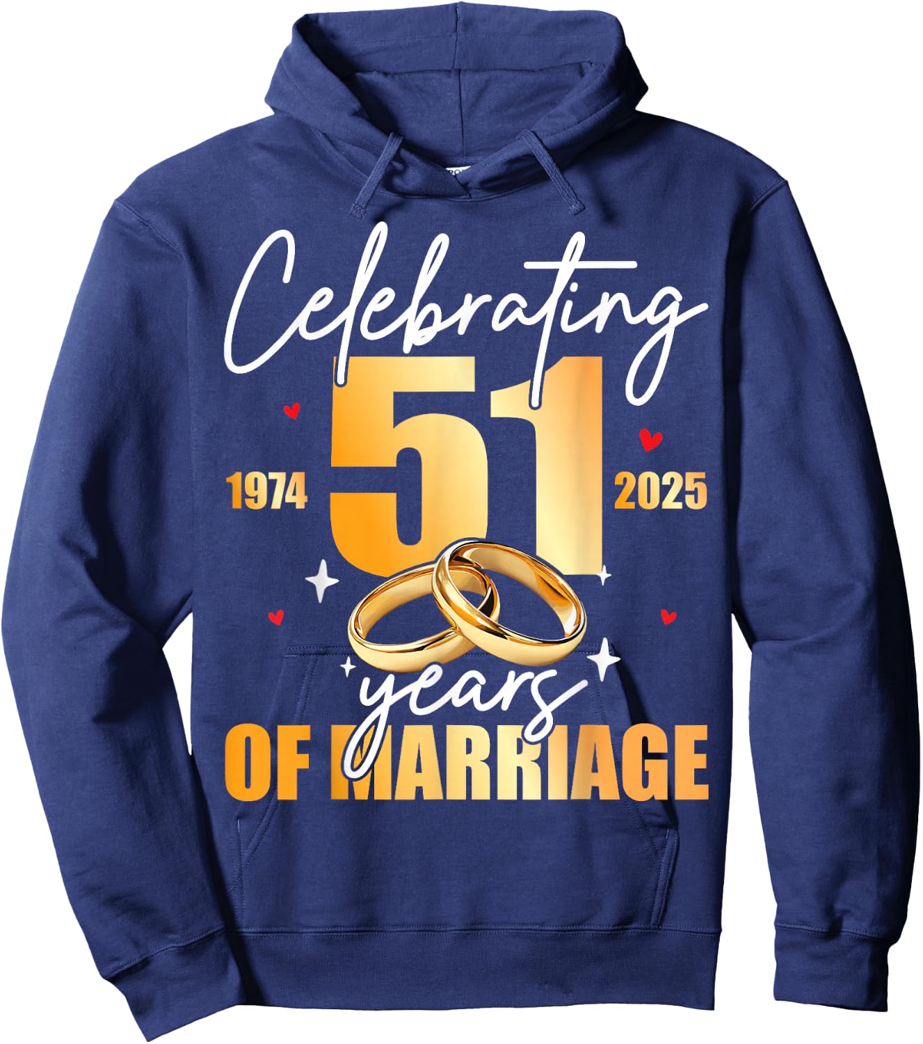 Celebrating 1974 51th 51 Years of Marriage Anniversary Hoodie - Hoodie | Navy