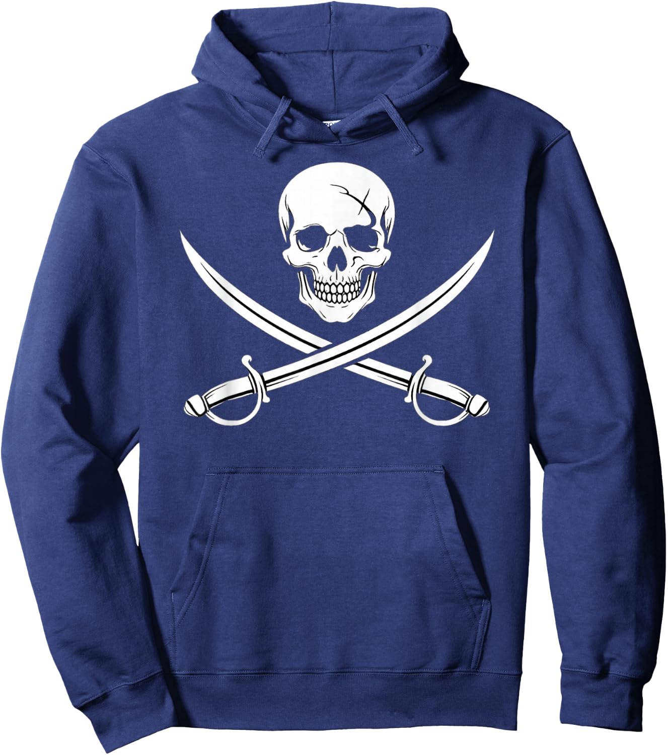 Pirate Skull and Crossbone Cross Sword Jolly Roger Skeleton Hoodie - Hoodie | Navy