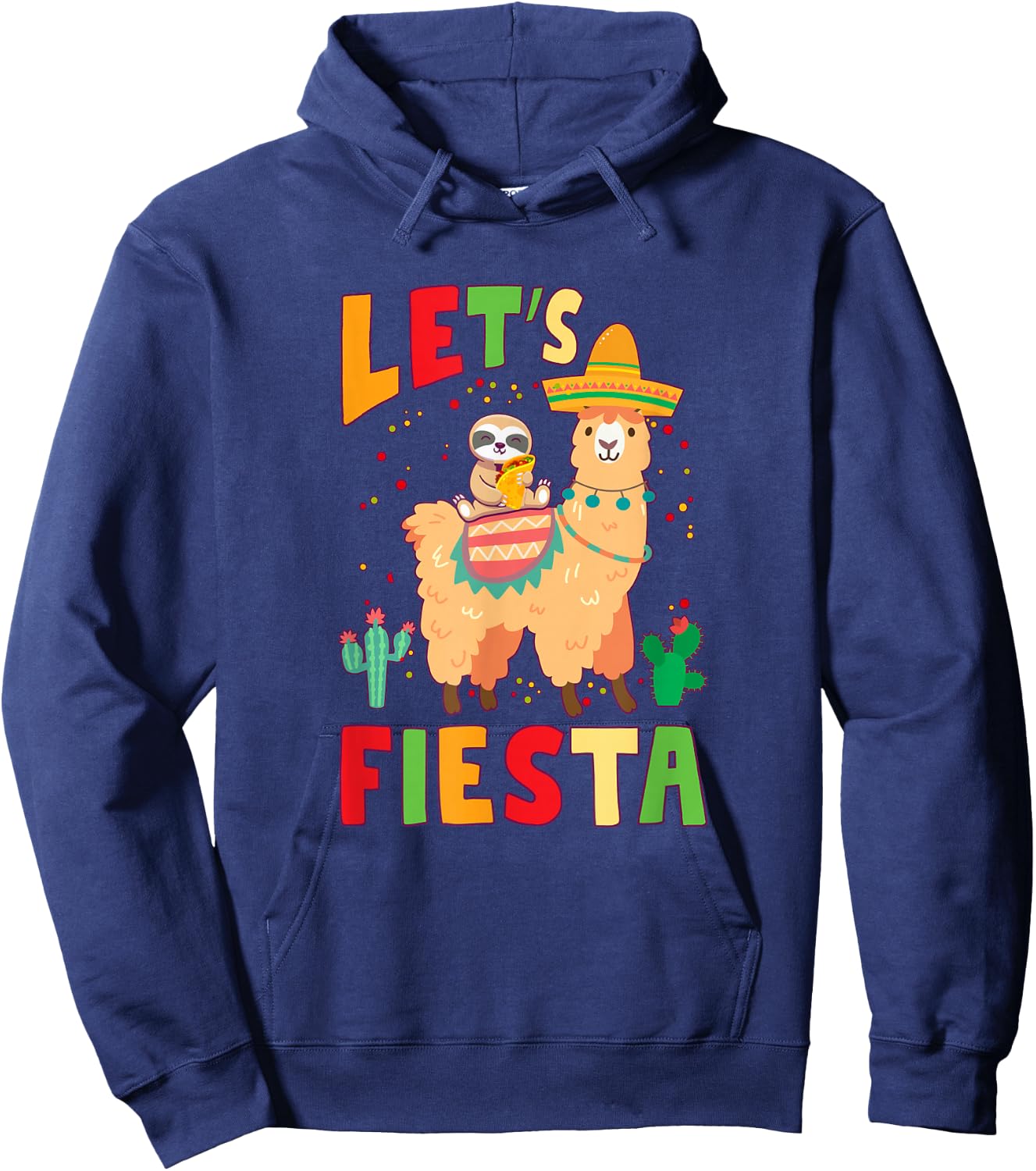 Sloth And Llama Let's Fiesta Cinco De Mayo Mexican Party Hoodie - Hoodie | Navy