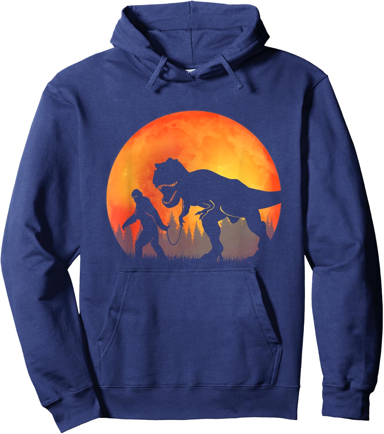 Bigfoot Dinosaur - Bigfoot and TRex Hoodie - Hoodie | Navy