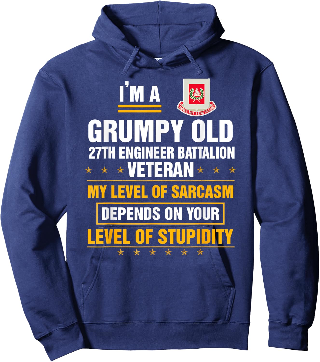 Grumpy Old 27th Engineer Battalion Veteran Funny Christmas Hoodie - Hoodie | Navy
