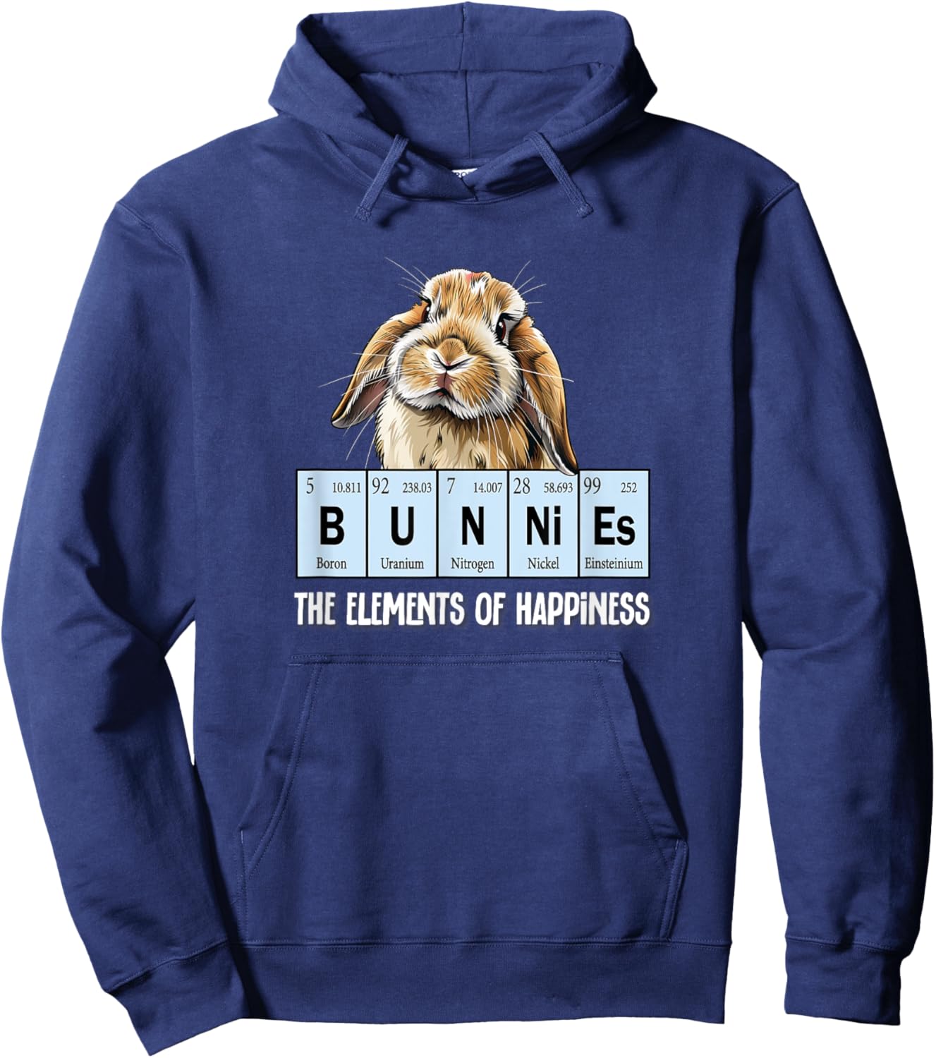 Elements of Happiness Mini Holland Lop Bunny Rabbit Lover Hoodie - Hoodie | Navy
