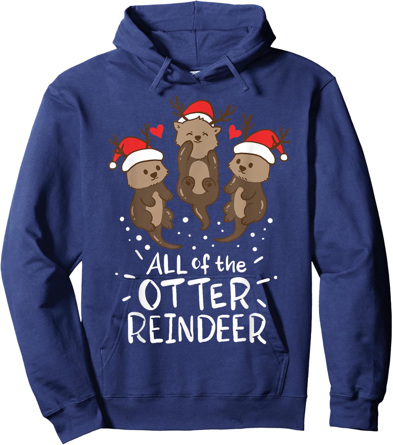 Otter Reindeer Deer Christmas Xmas Gift Present Hoodie - Hoodie | Navy