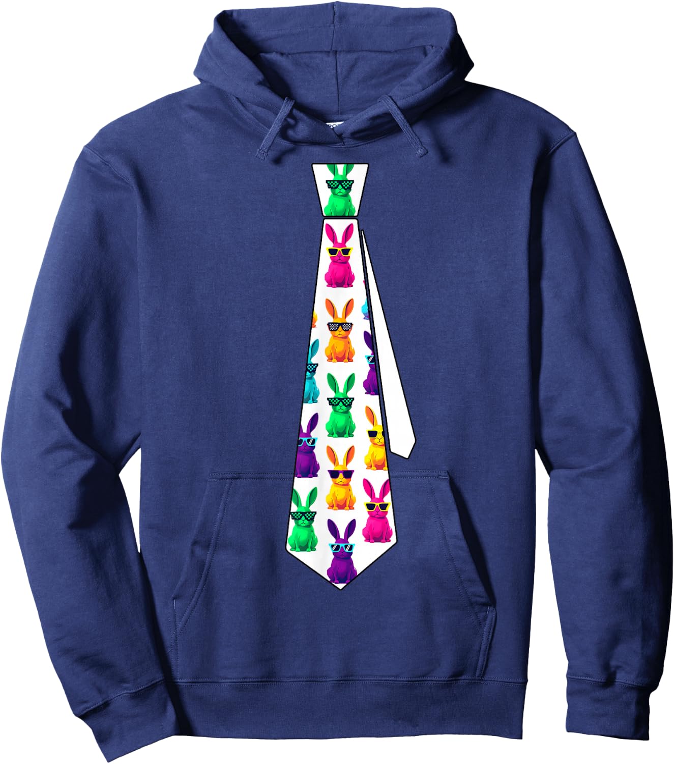 Happy Easter Funny Bunny Tie For Boys Toddlers Men Hoodie - Hoodie | Navy