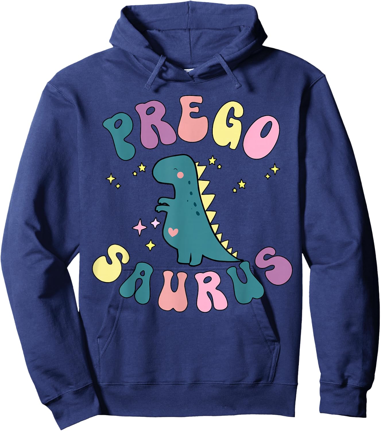 Retro Prego Saurus T-rex Dinosaur Pregnancy Announcement Hoodie - Hoodie | Navy