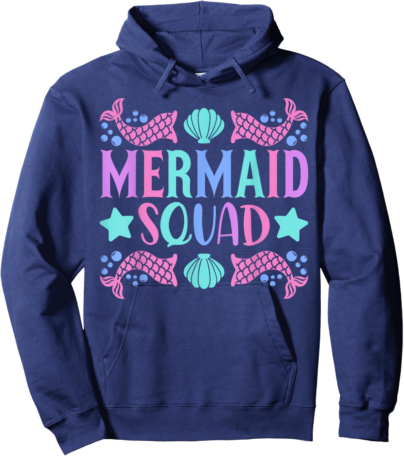 Mermaid Squad Cute Mermaid Birthday Party Outfit Kid Mermaid Hoodie - Hoodie | Navy