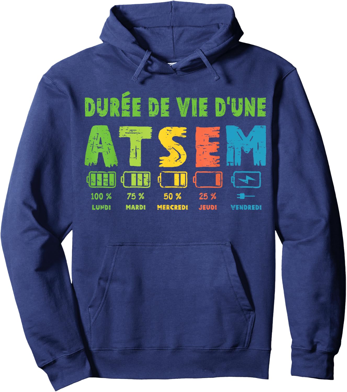 Atsem Women's Funny Atsem Maternelle School End of Year , Black, S Hoodie - Hoodie | Navy