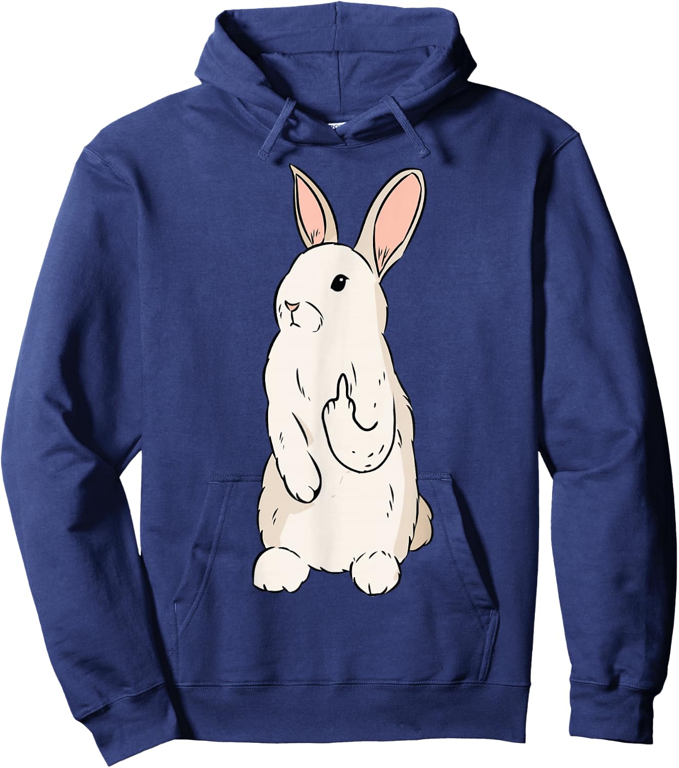 Bunny Giving The Finger Funny Easter Graphic Cool Hoodie - Hoodie | Navy